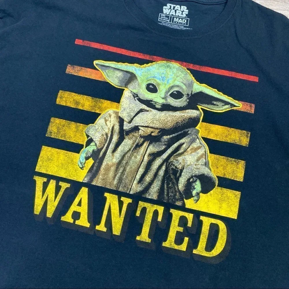 Star Wars Mad Engine Baby Yoda‎ Wanted Graphic T-shirt Mens Size 2X Black